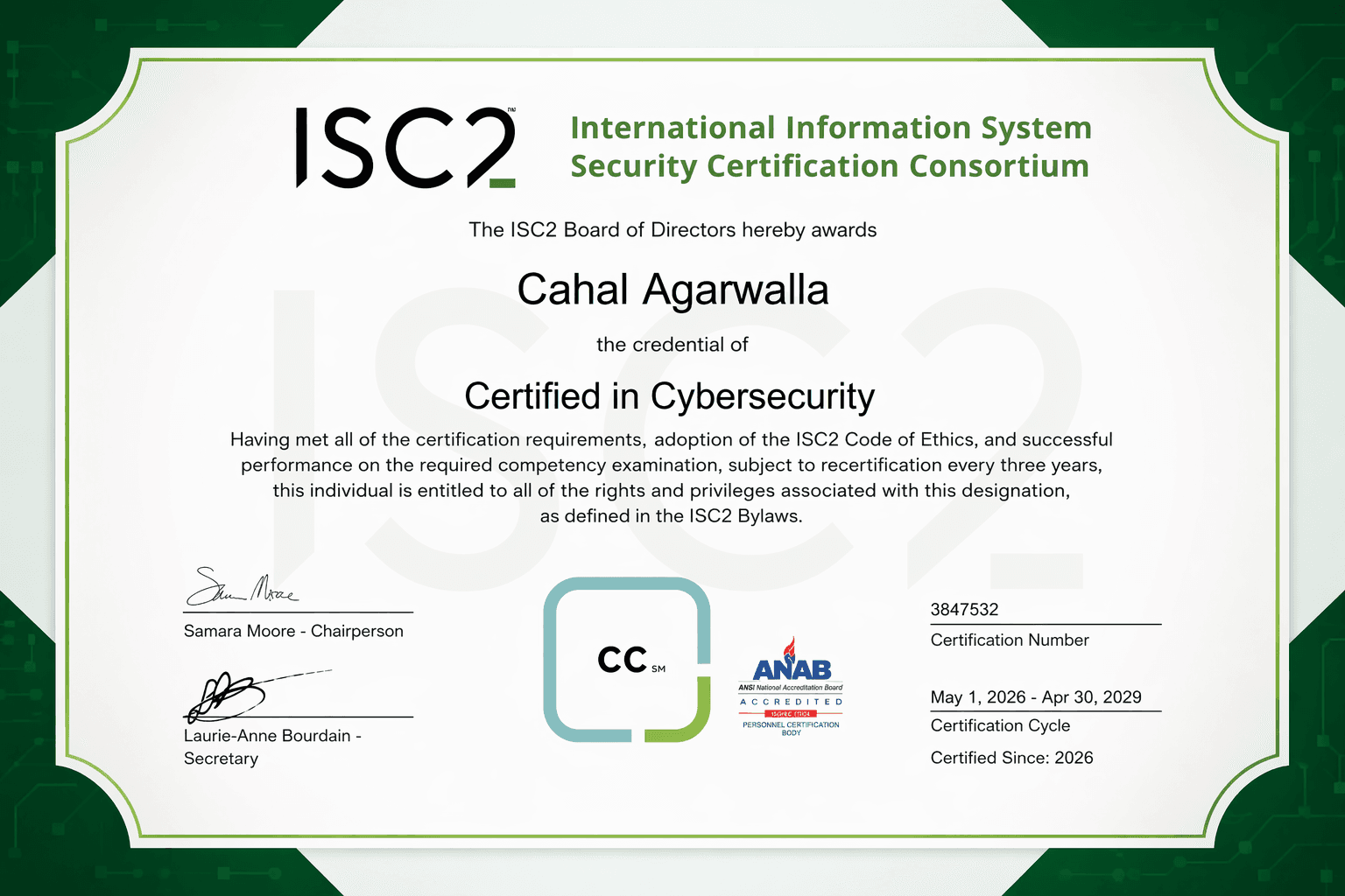 Certified in Cybersecurity (CC)